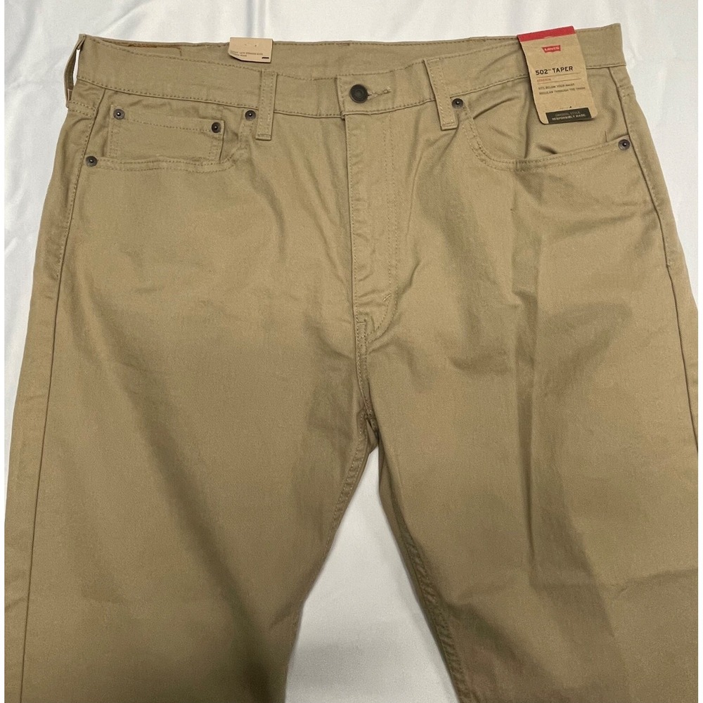 LEVIS 502 JEANS MENS 38 X 32 TAN 502 TAPER STRETCH 99% COTTON - Picture 5 of 14